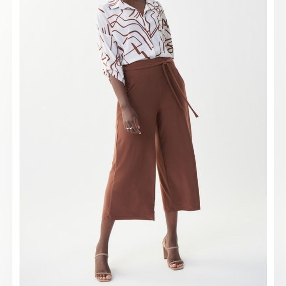 Joseph Ribkoff Brown Wide Leg PantsJOSEPH RIBKOFF Wide Leg Crop Womens Size 8 Pu - Picture 8 of 10
